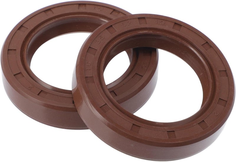 VekAuto Universal Oil Seal TC Double Lip W Steel Spring Seal Ring Rotary Shaft Seal 35x52x10mm High Pressure FKM Rubber Brown 2 Pcs - Image 1